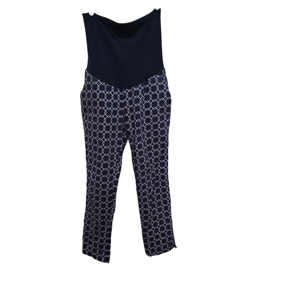 A Pea in the Pod Maternity Pants Small Petite Navy Geo Ankle